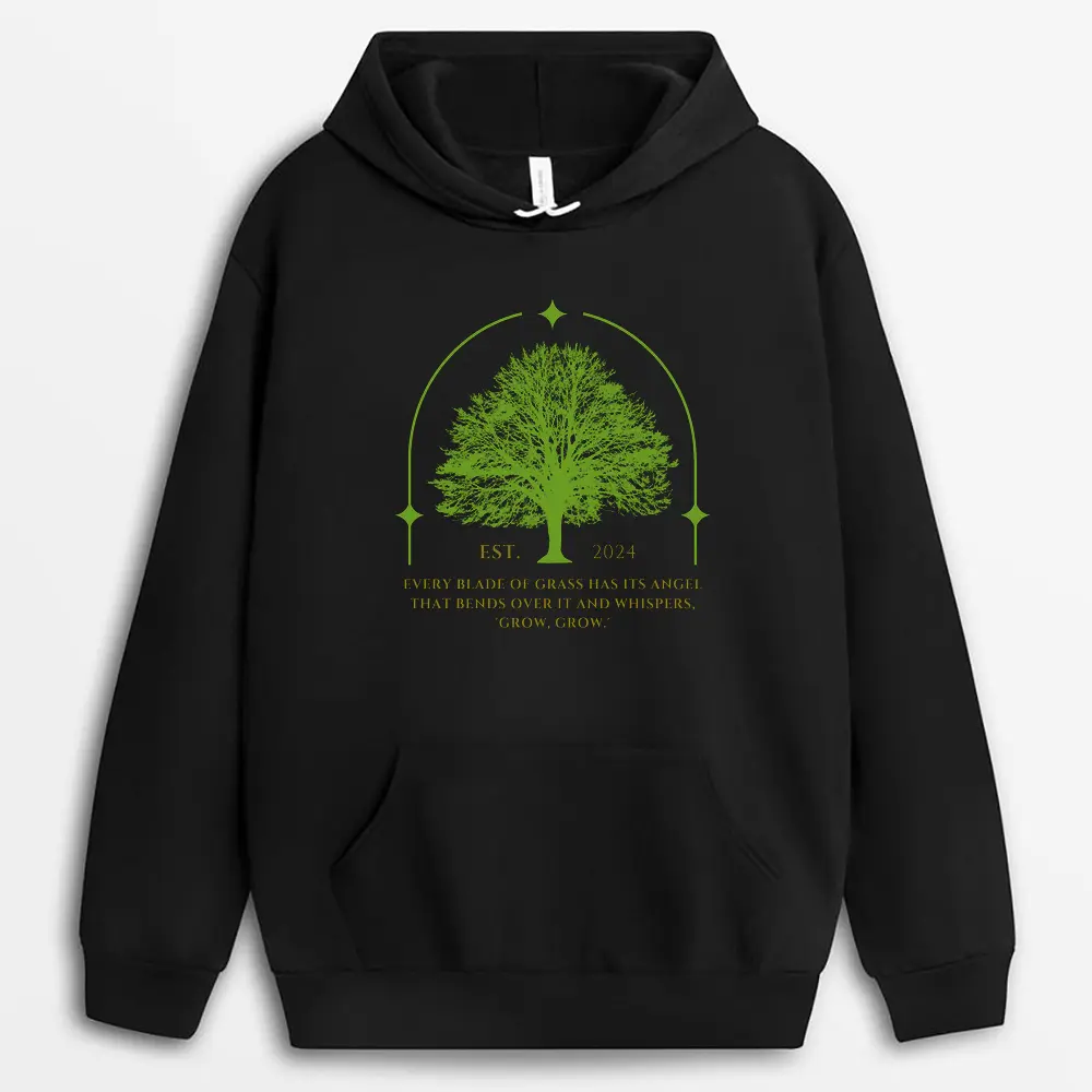 Every Blade Of Grass Has Its Angel That Bends Over It And Whispers 'Grow Grow.' Gnarxgap Hoodie - Black