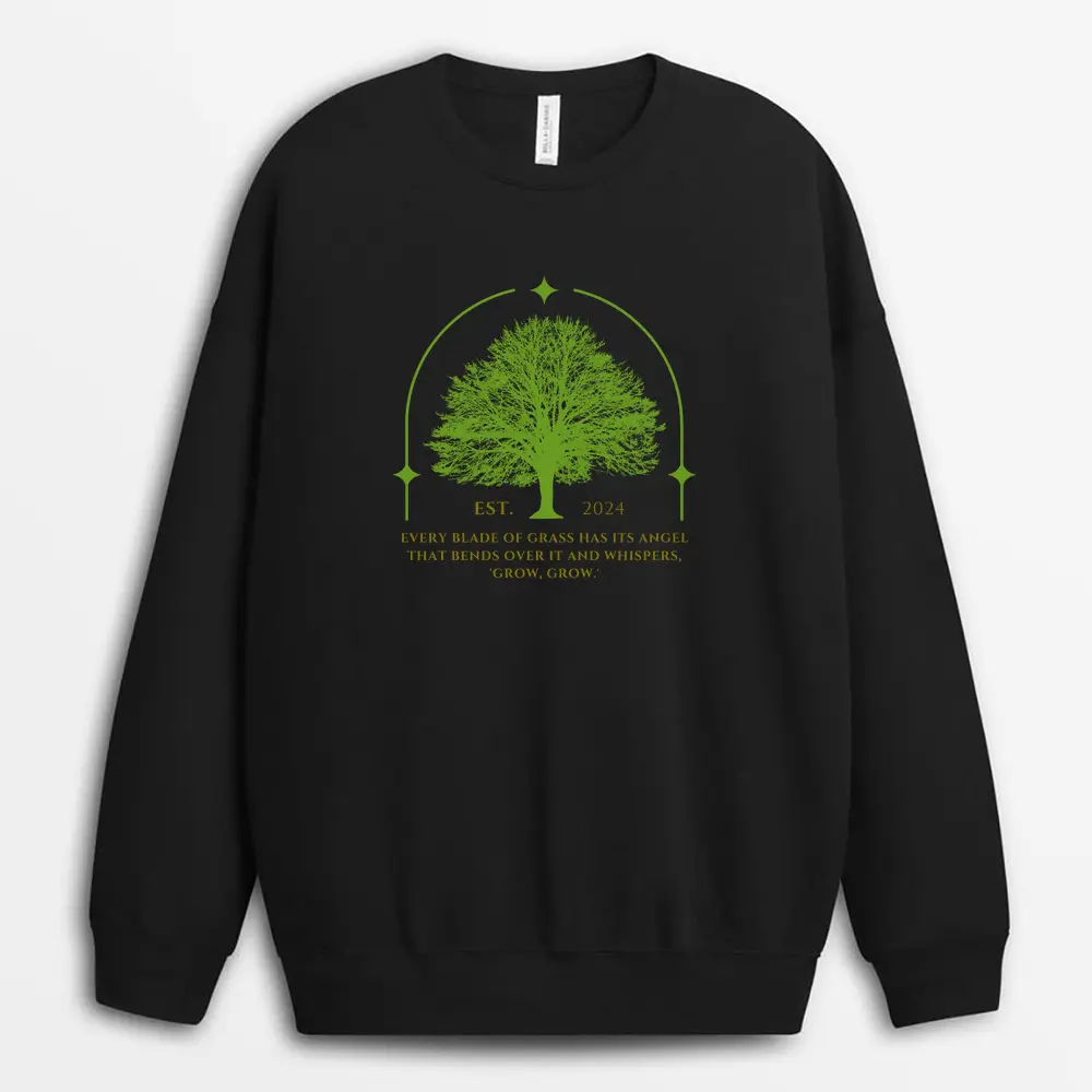 Every Blade Of Grass Has Its Angel That Bends Over It And Whispers 'Grow Grow.' Gnarxgap Sweatshirt - Black